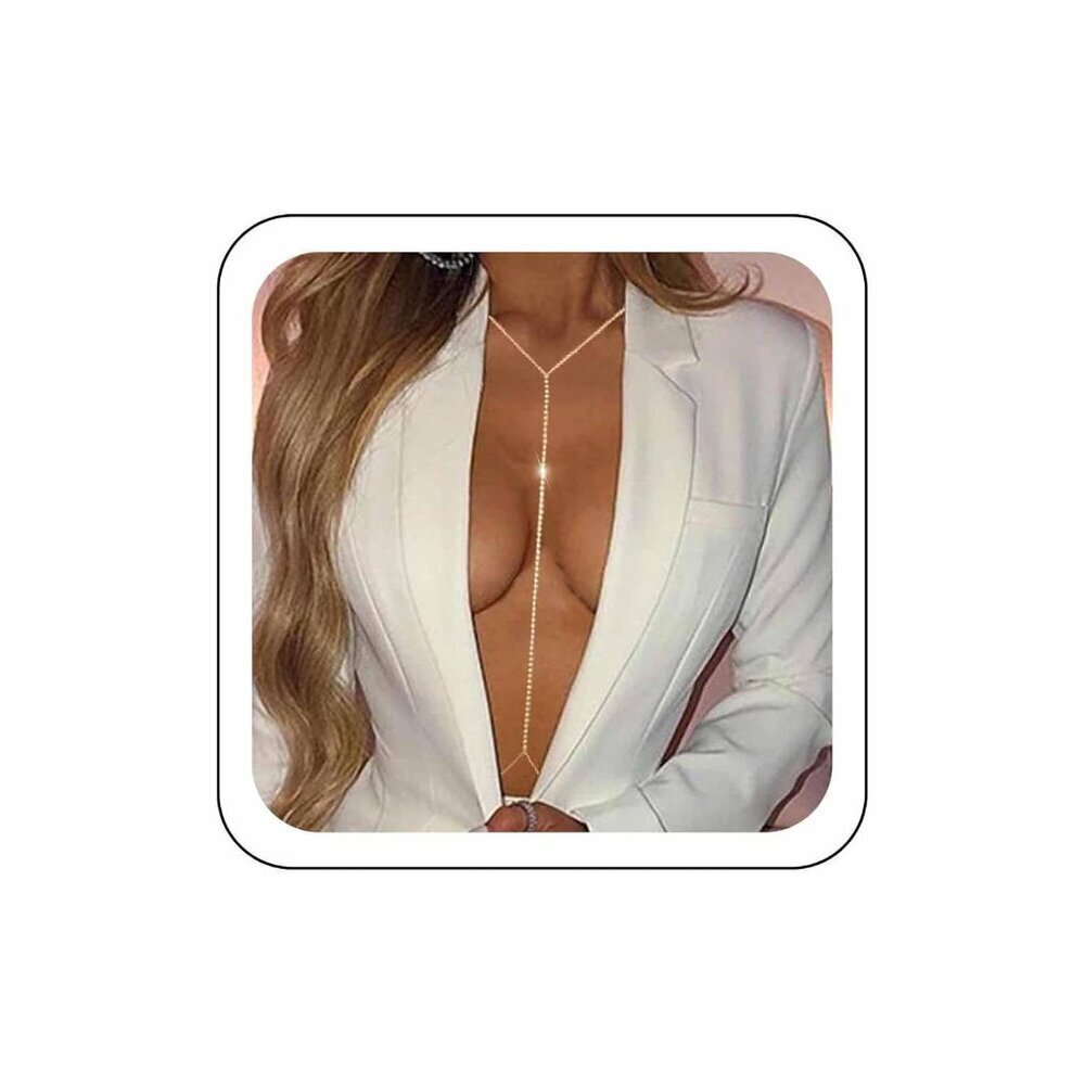 🆕Women's Rhinestone Gold Crystal Belly Bikini Bra Waist Diamond Body Chain